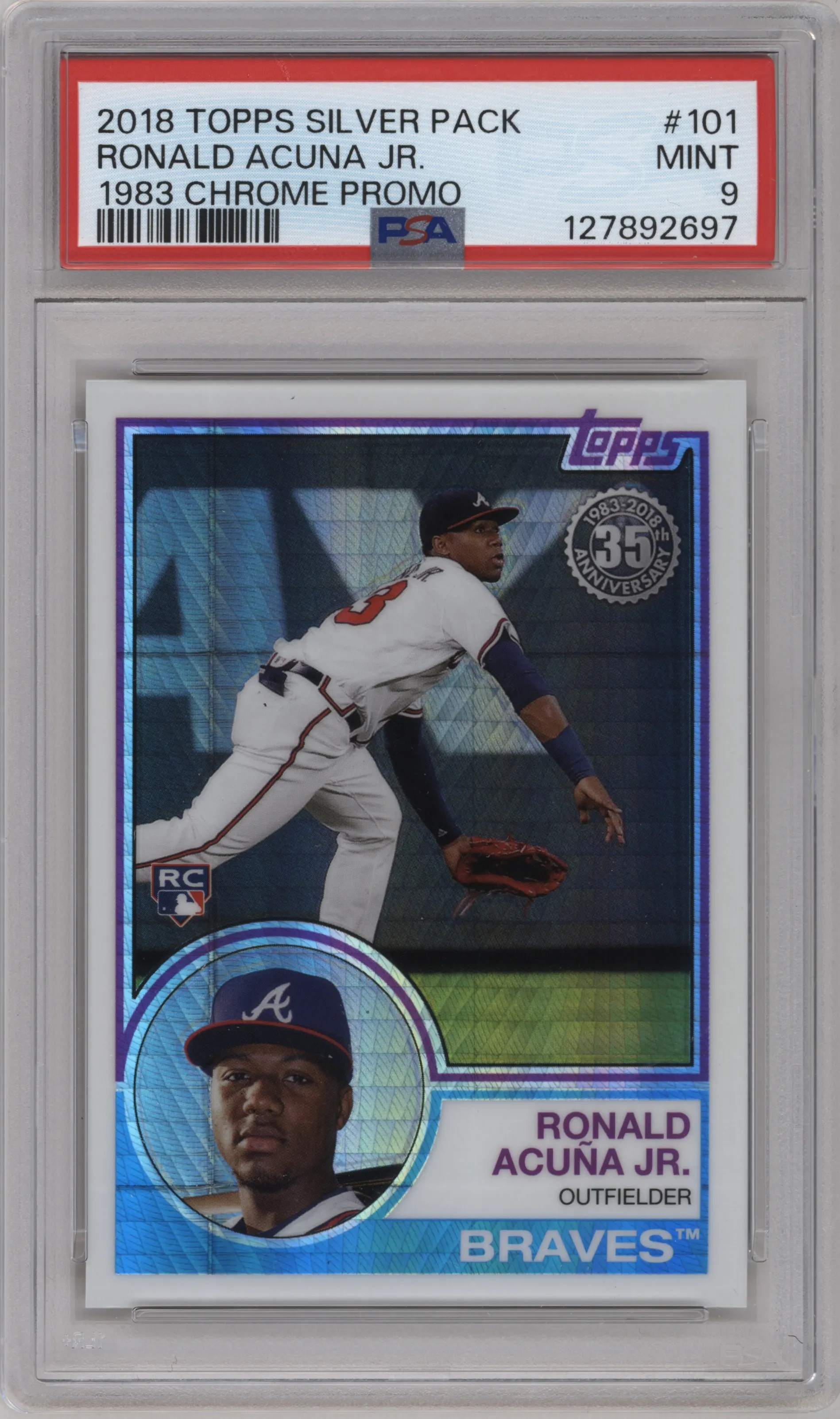 2018 Topps Silver Pack '83 Chrome Promo Ronald Acuna Jr. PSA 9