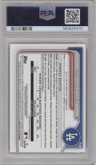 Emil Morales  from the 2024 Bowman Chrome set featuring a Speckle Refractor parallel graded by PSA and given an overall grade of 9.