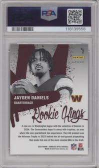 Jayden Daniels from the 2024 Donruss Optic set graded by PSA and given an overall grade of 9.