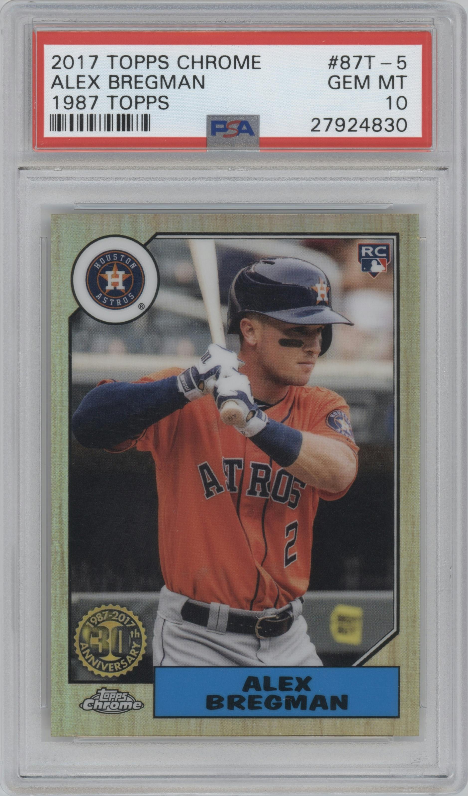 Alex Bregman  from the 2017 Topps Chrome set graded by PSA and given an overall grade of 10.
