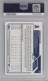 Shohei Ohtani from the 2023 Topps Chrome Logofractor Edition set graded by PSA and given an overall grade of 10.