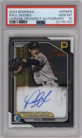 Paul Skenes from the 2024 Bowman set graded by PSA and given an overall grade of 10.