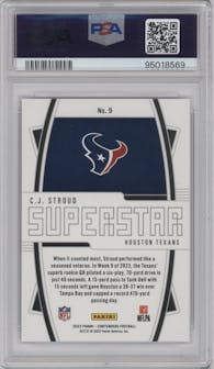 C.J. Stroud from the 2023 Panini Contenders set graded by PSA and given an overall grade of 10.