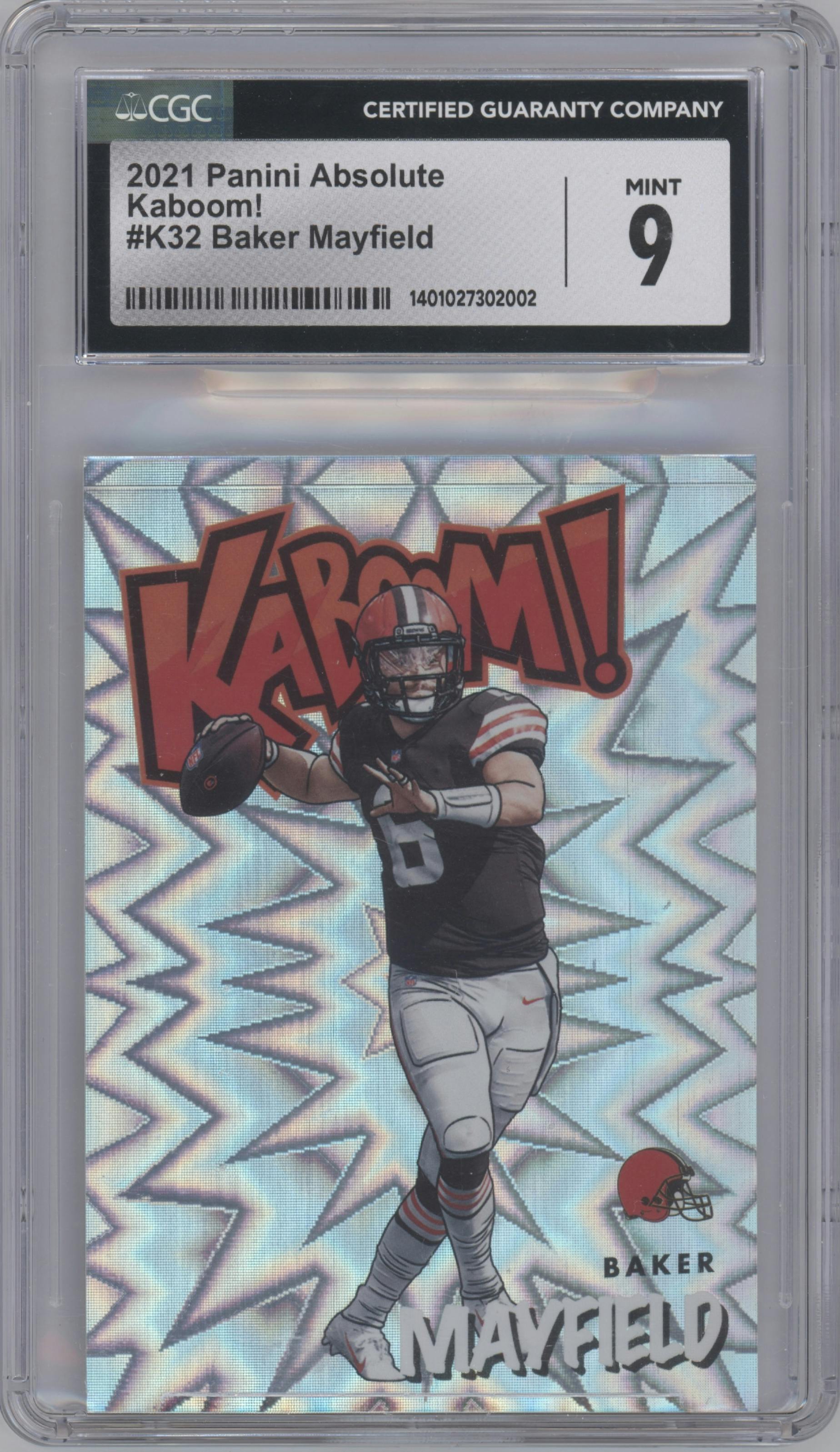 Baker Mayfield from the 2021 Panini Absolute set graded by CSG and given an overall grade of 9.