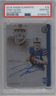 Josh Allen from the 2018 Panini Elements set graded by PSA and given an overall grade of 10.