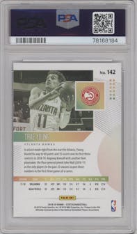 Trae Young from the 2018-19 Panini Status set graded by PSA and given an overall grade of 10.