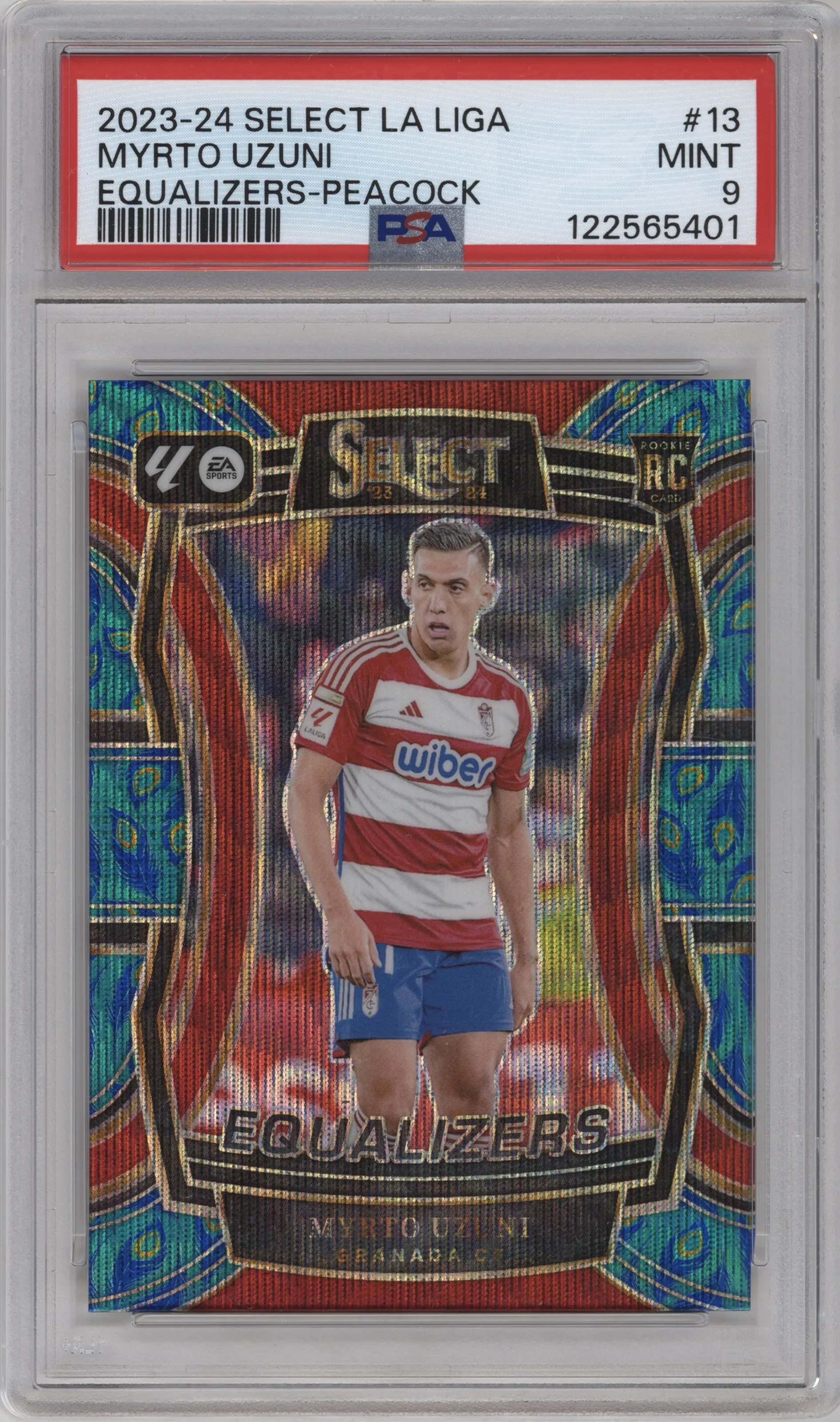 2023 Panini Select La Liga Equalizers Myrto Uzuni Peacock #13 PSA 9