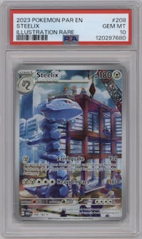 Steelix from the 2023 Pokemon SV set graded by PSA and given an overall grade of 10.