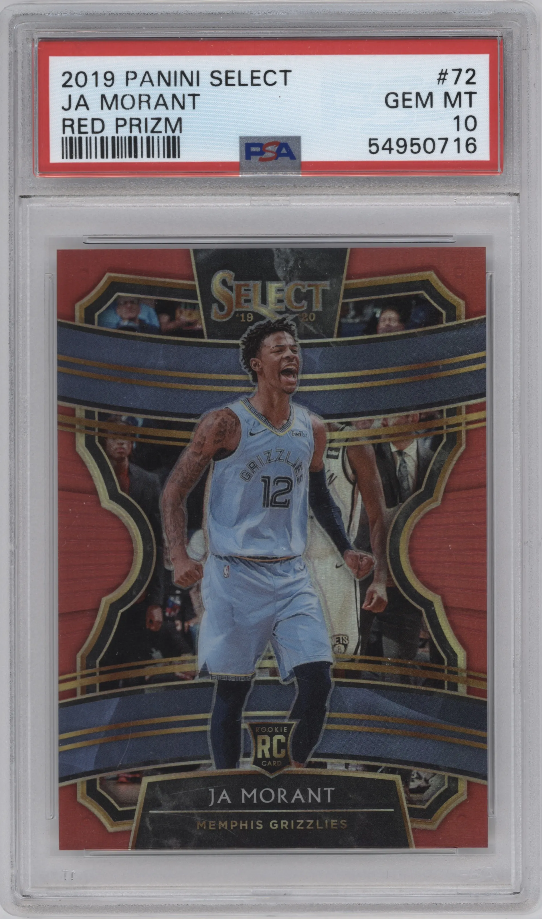 2019 Panini Select Ja Morant Red Prizm #72 PSA 10
