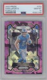 Sam LaPorta from the 2023 Panini Prizm set featuring a Purple Ice parallel graded by PSA and given an overall grade of 10.