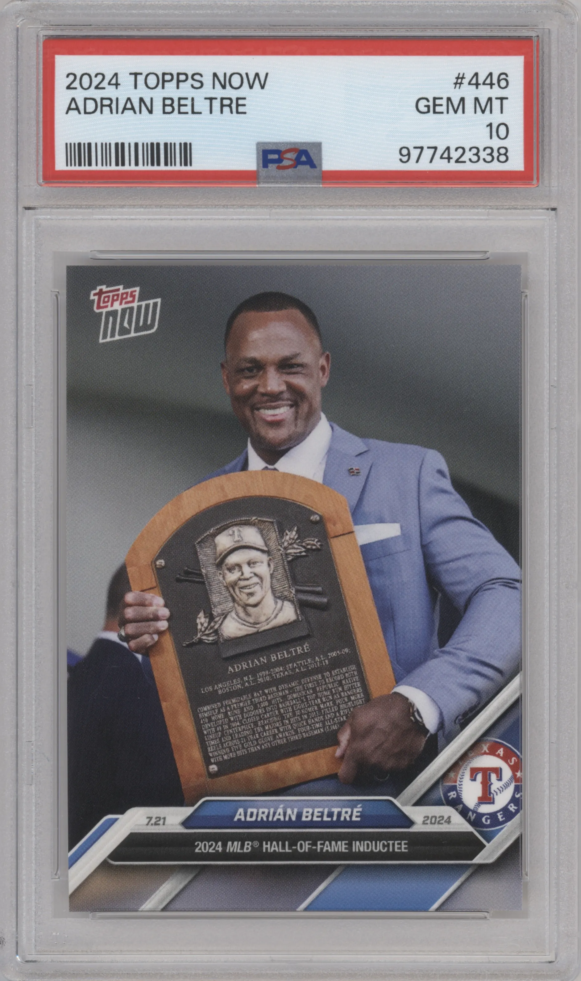 2024 Topps Now Adrian Beltre #446 PSA 10