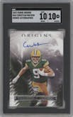 Christian Watson from the 2022 Panini Origins set graded by SGC and given an overall grade of 10.