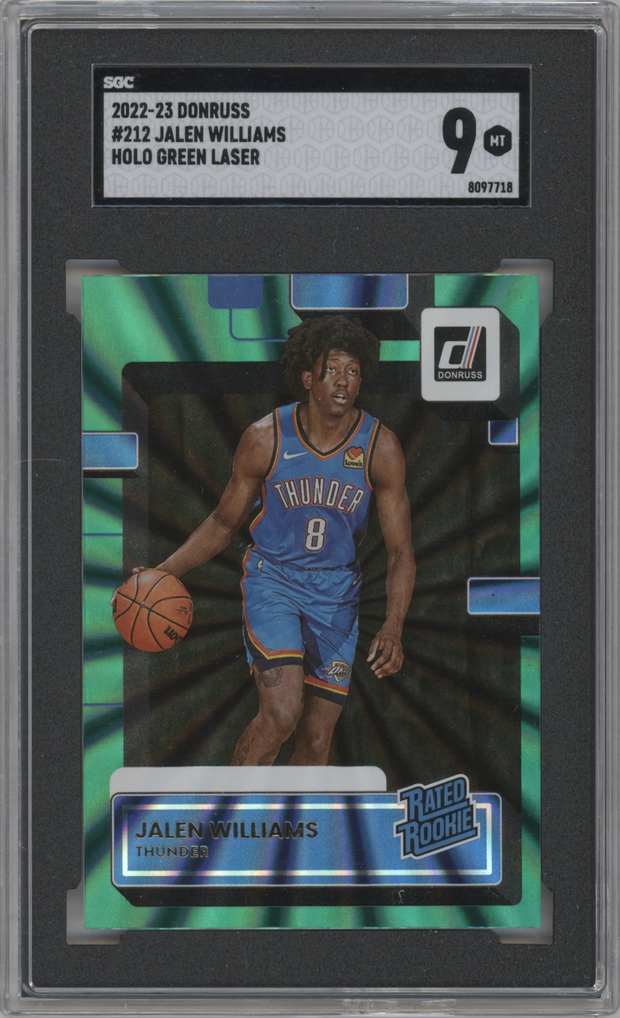 2022 Panini Donruss Rated Rookie Jalen Williams Green Holo Laser SGC 9