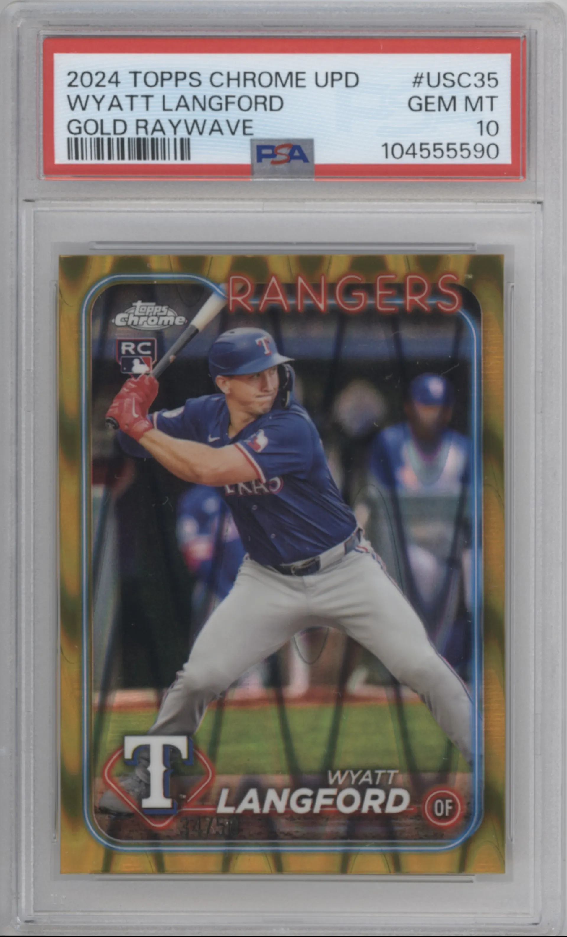 2024 Topps Chrome Update Wyatt Langford Gold RayWave Refractor #USC35 PSA 10
