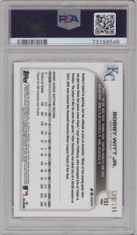 Bobby Witt Jr. from the 2022 Topps Gilded Collection set graded by PSA and given an overall grade of 10.