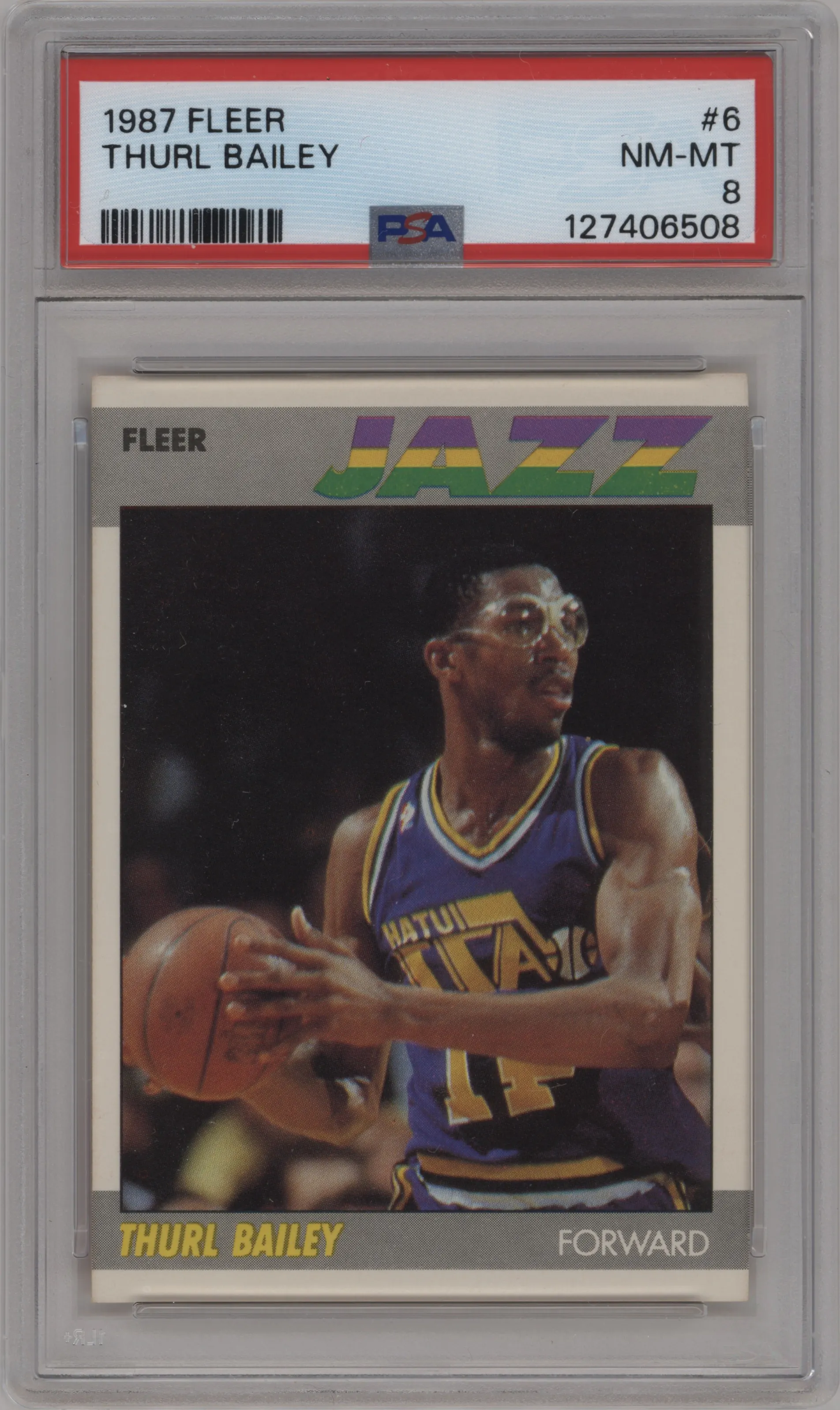 1987 Fleer Thurl Bailey PSA 8