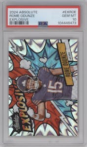 Rome Odunze from the 2024 Panini Absolute set graded by PSA and given an overall grade of 10.
