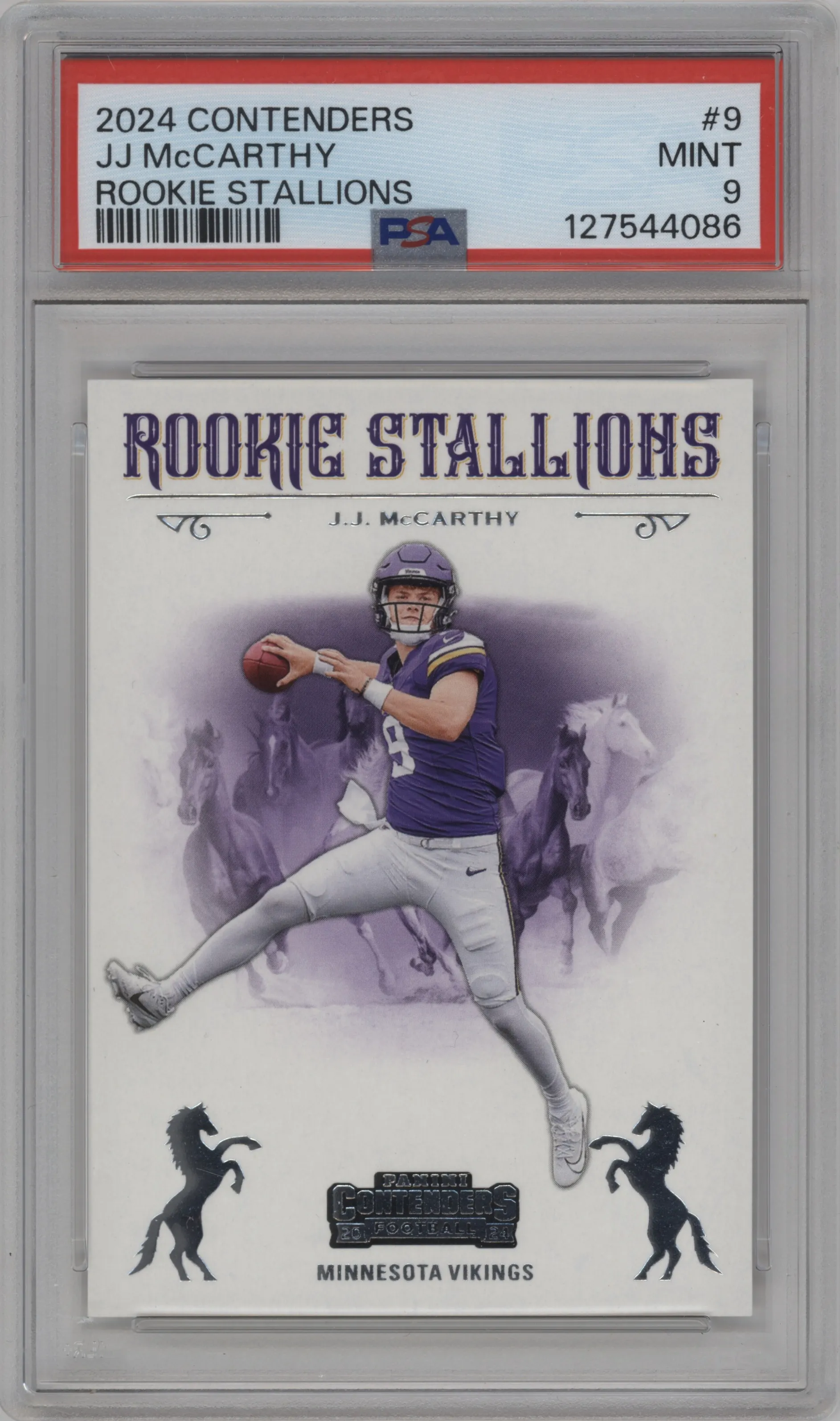 2024 Panini Contenders Rookie Stallions J.J. McCarthy PSA 9