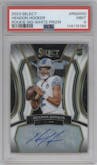 Hendon Hooker from the 2023 Panini Select set featuring a White Prizm parallel graded by PSA and given an overall grade of 9.