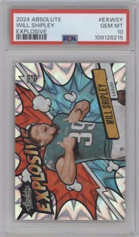 Will Shipley from the 2024 Panini Absolute set graded by PSA and given an overall grade of 10.