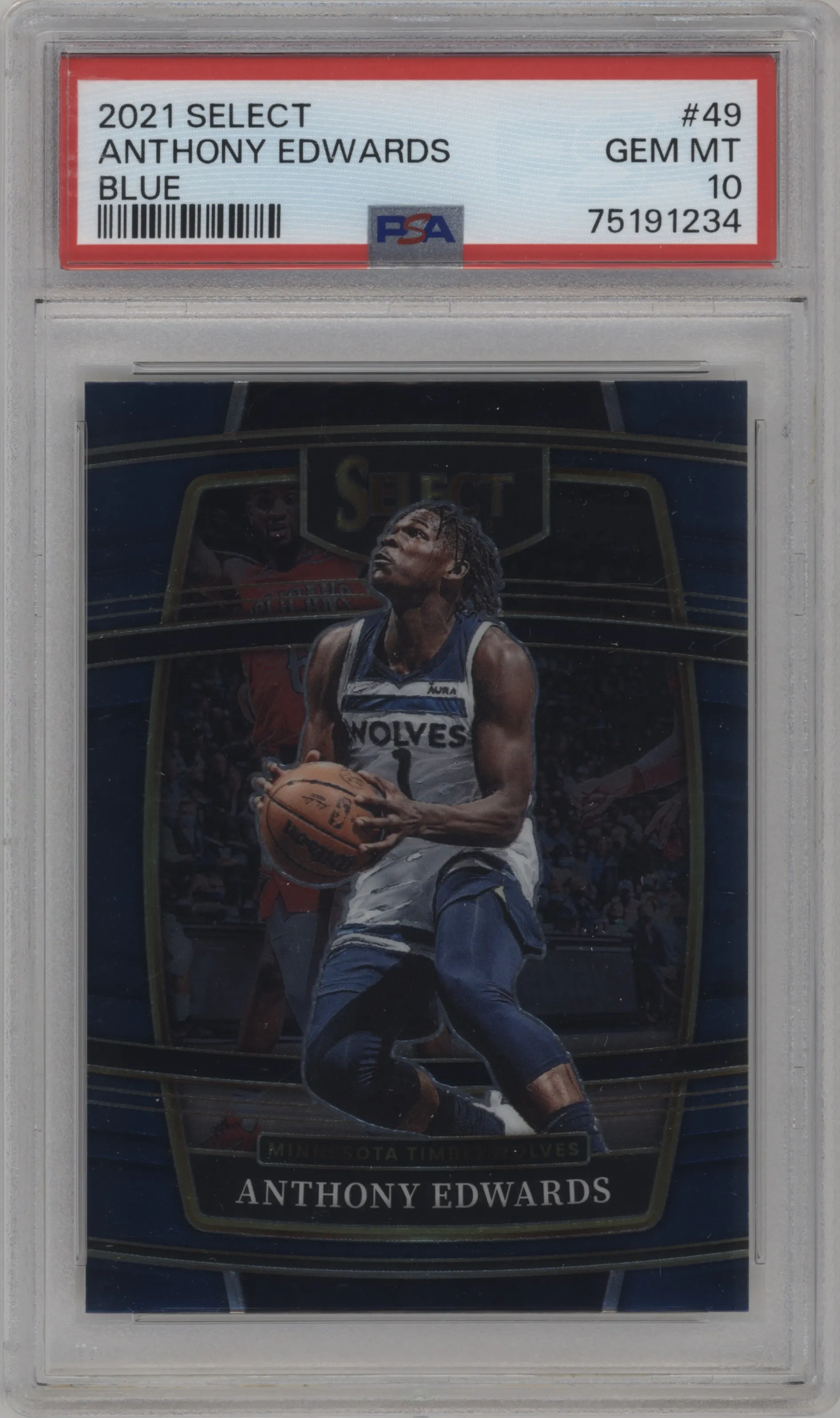 2021 Panini Select Anthony Edwards Blue Retail #49 PSA 10