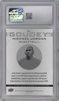 Michael Jordan from the 2021 Upper Deck Goodwin Champions set graded by CSG and given an overall grade of 9.