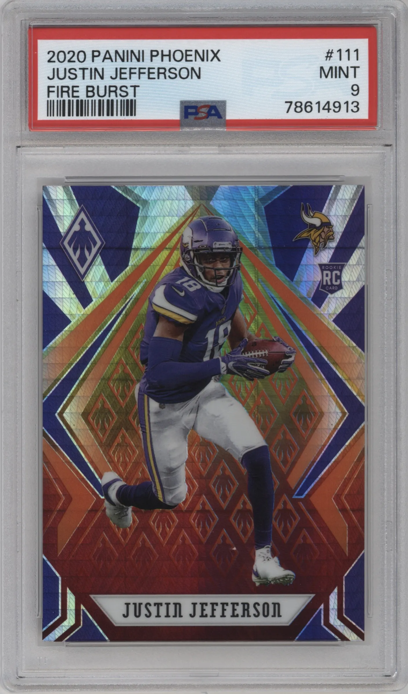 2020 Panini Phoenix Justin Jefferson Fire Burst #111 PSA 9