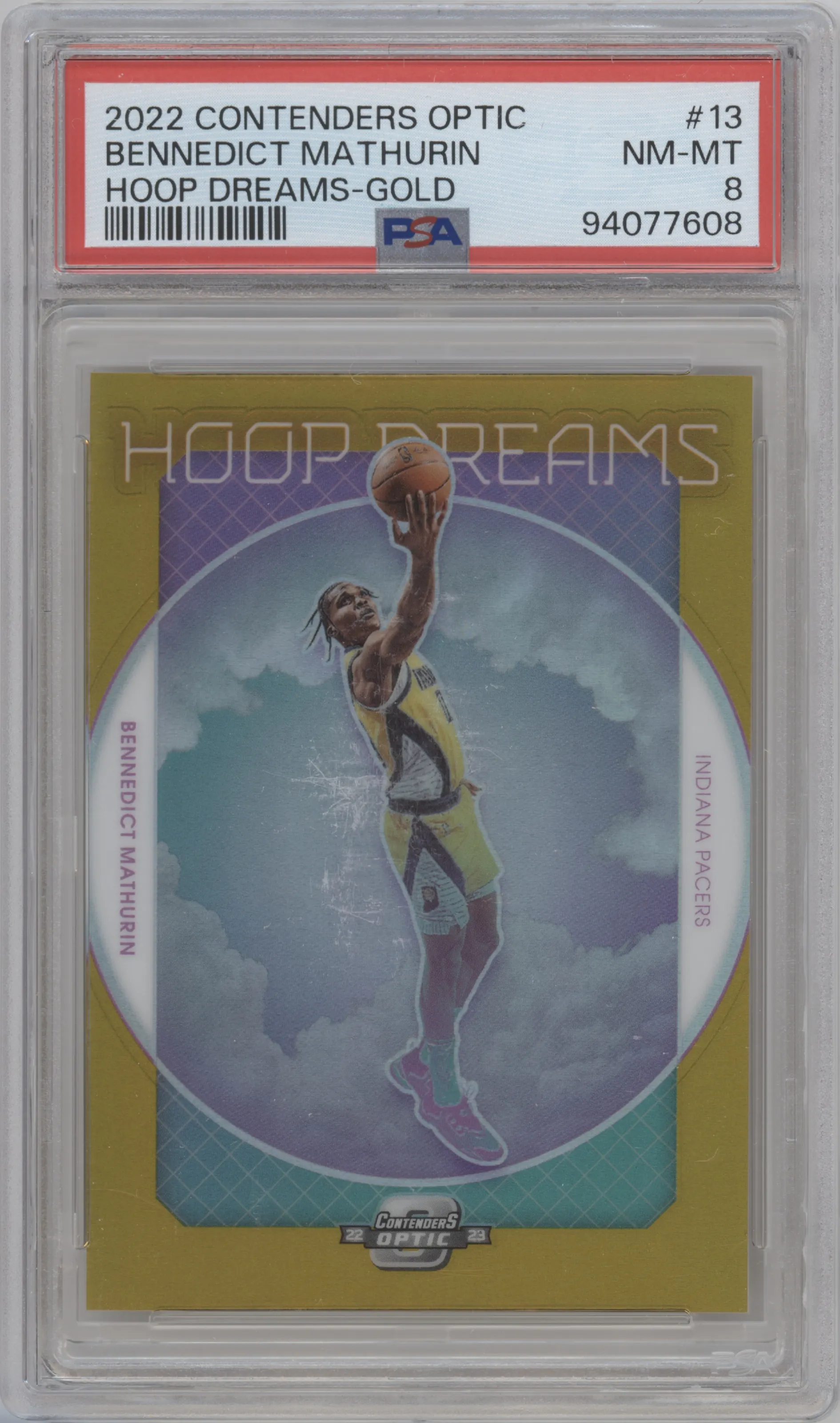 2022 Panini Contenders Optic Hoop Dreams Bennedict Mathurin Gold PSA 8