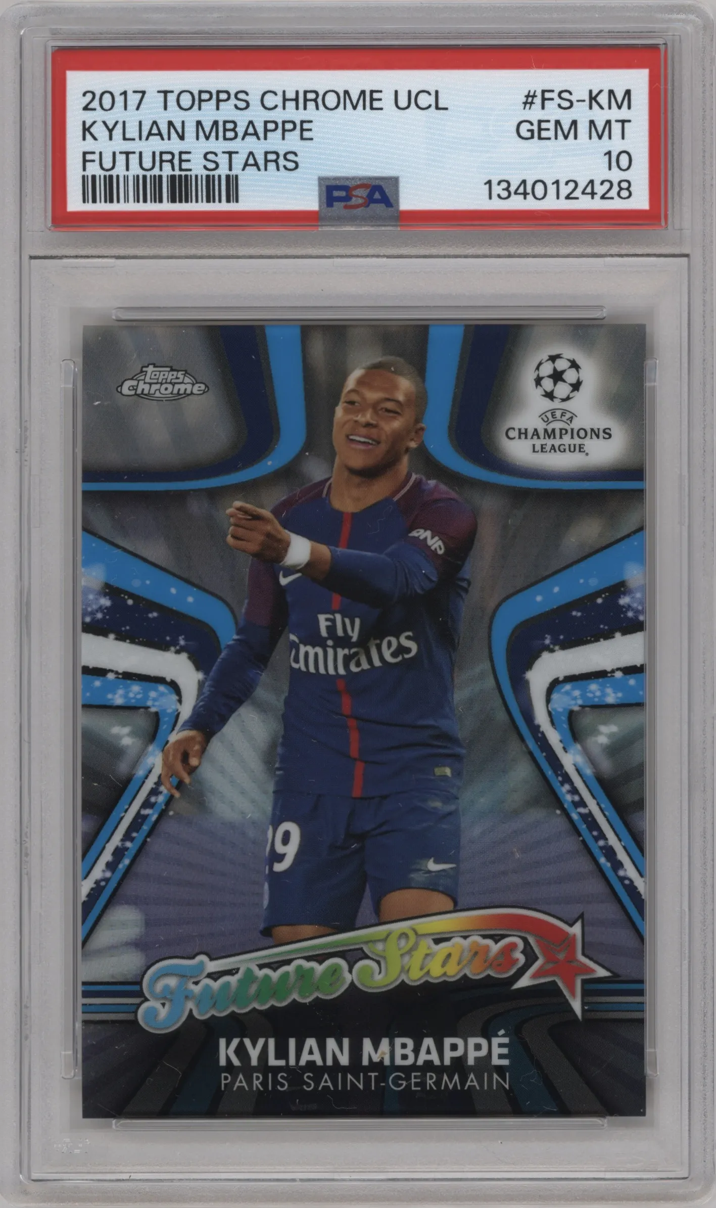2017 Topps Chrome UEFA Champions League Future Stars Kylian Mbappe PSA 10