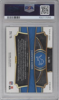 Jahmyr Gibbs from the 2023 Panini Select set featuring a Tri-Color parallel graded by PSA and given an overall grade of 10.