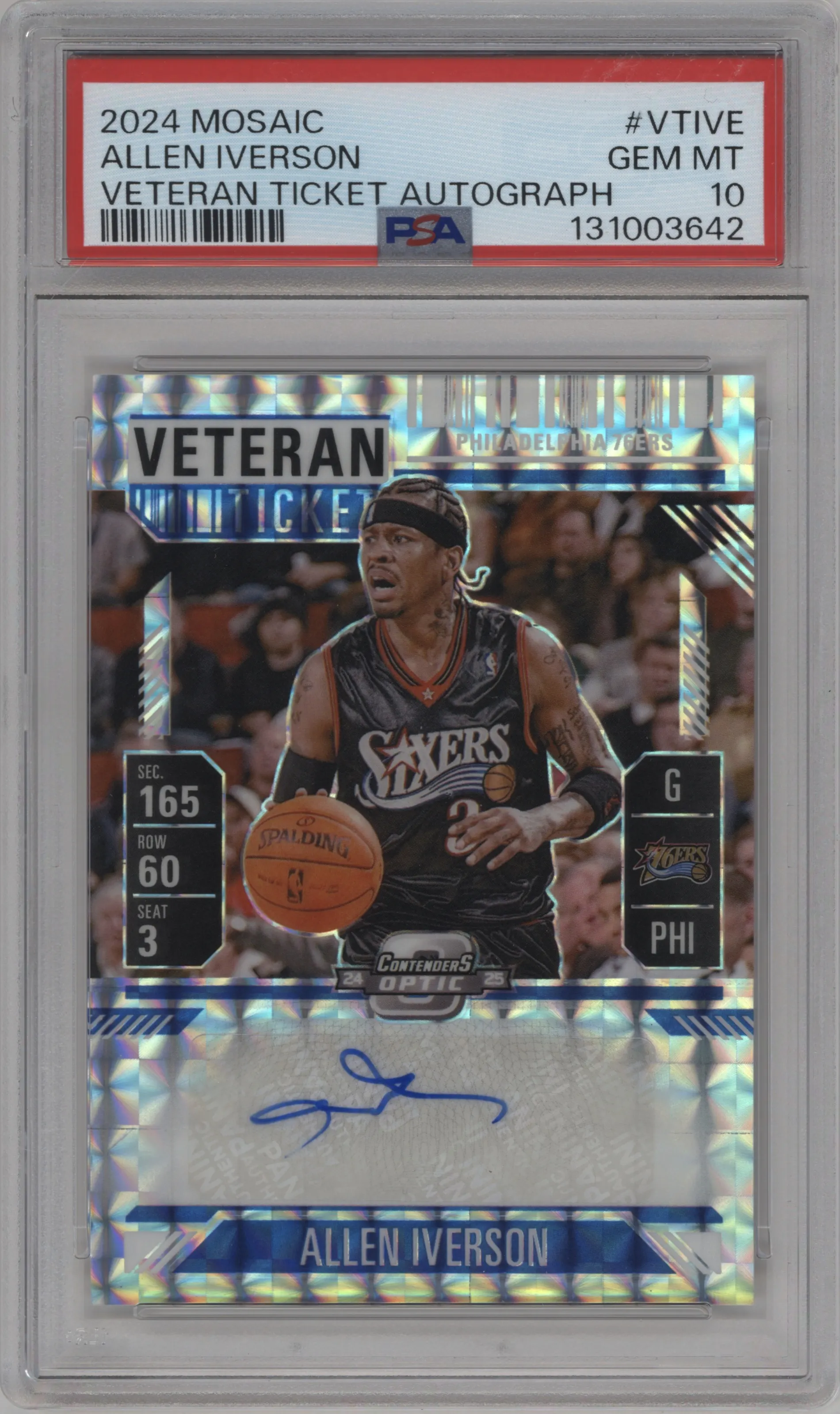 2024 Panini Mosaic Vet.Tkt.Auto Allen Iverson #VT-IVE PSA 10