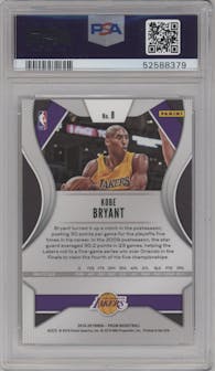 Kobe Bryant from the 2019-20 Panini Prizm set graded by PSA and given an overall grade of 10.