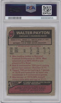 Walter Payton from the 1977 Topps set graded by PSA and given an overall grade of 7.