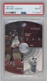 Michael Jordan from the 1997-98 SPx set graded by PSA and given an overall grade of 8.
