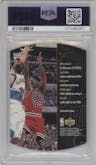 Michael Jordan from the 1997-98 SPx set graded by PSA and given an overall grade of 8.