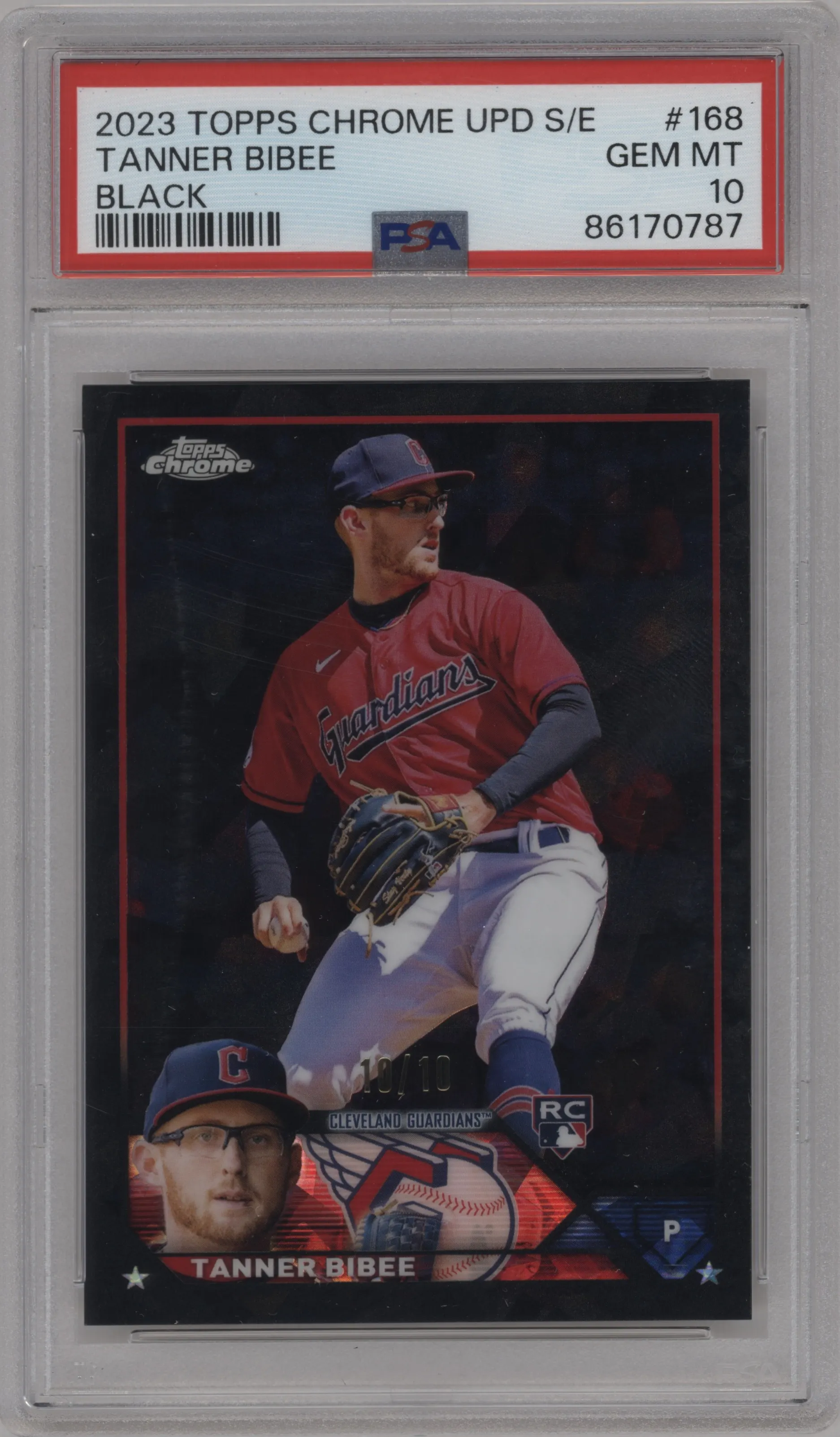 2023 Topps Chrome Update Series Sapphire Edition Tanner Bibee Black #USCS168 PSA 10