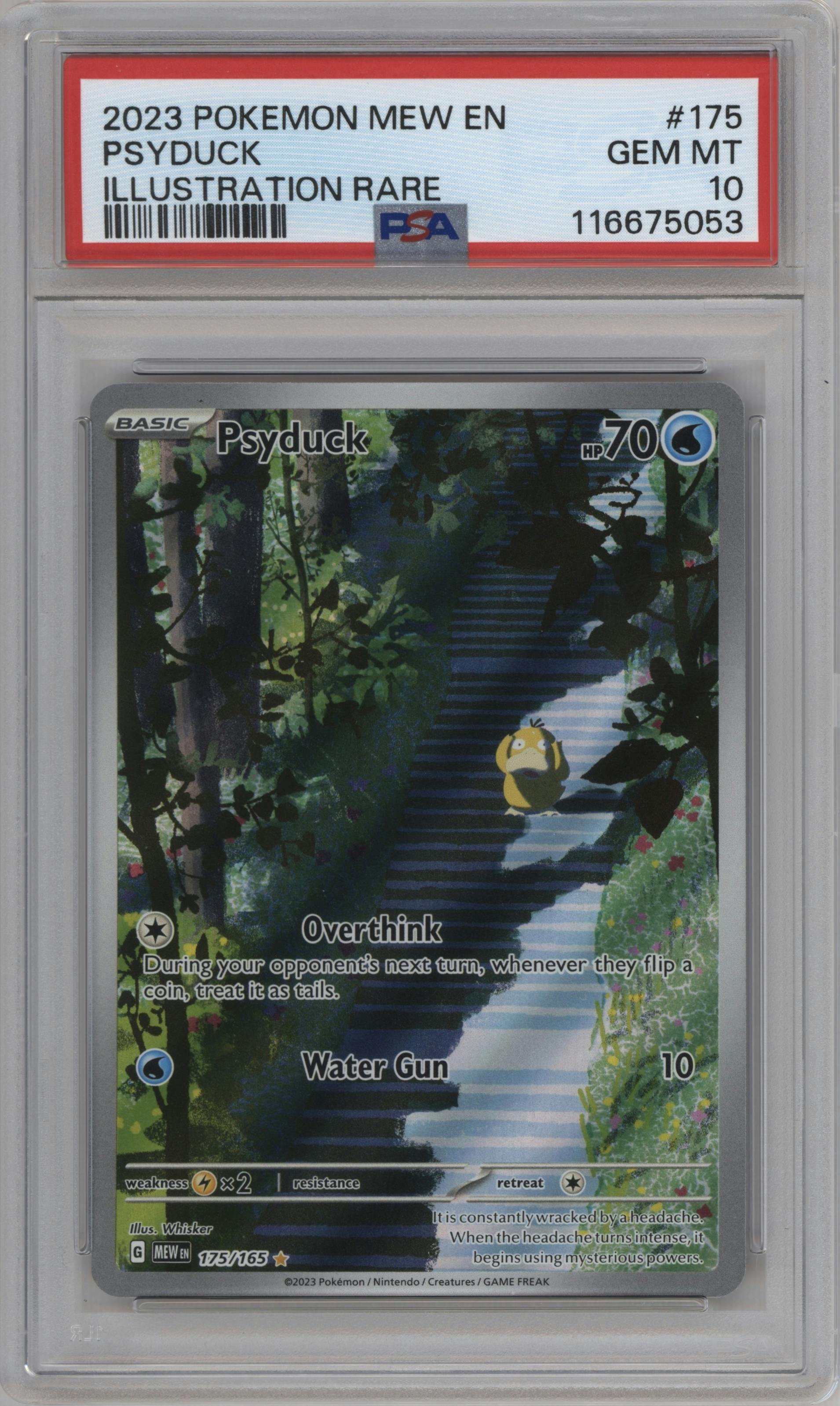 Psyduck from the 2023 Pokemon SV set graded by PSA and given an overall grade of 10.