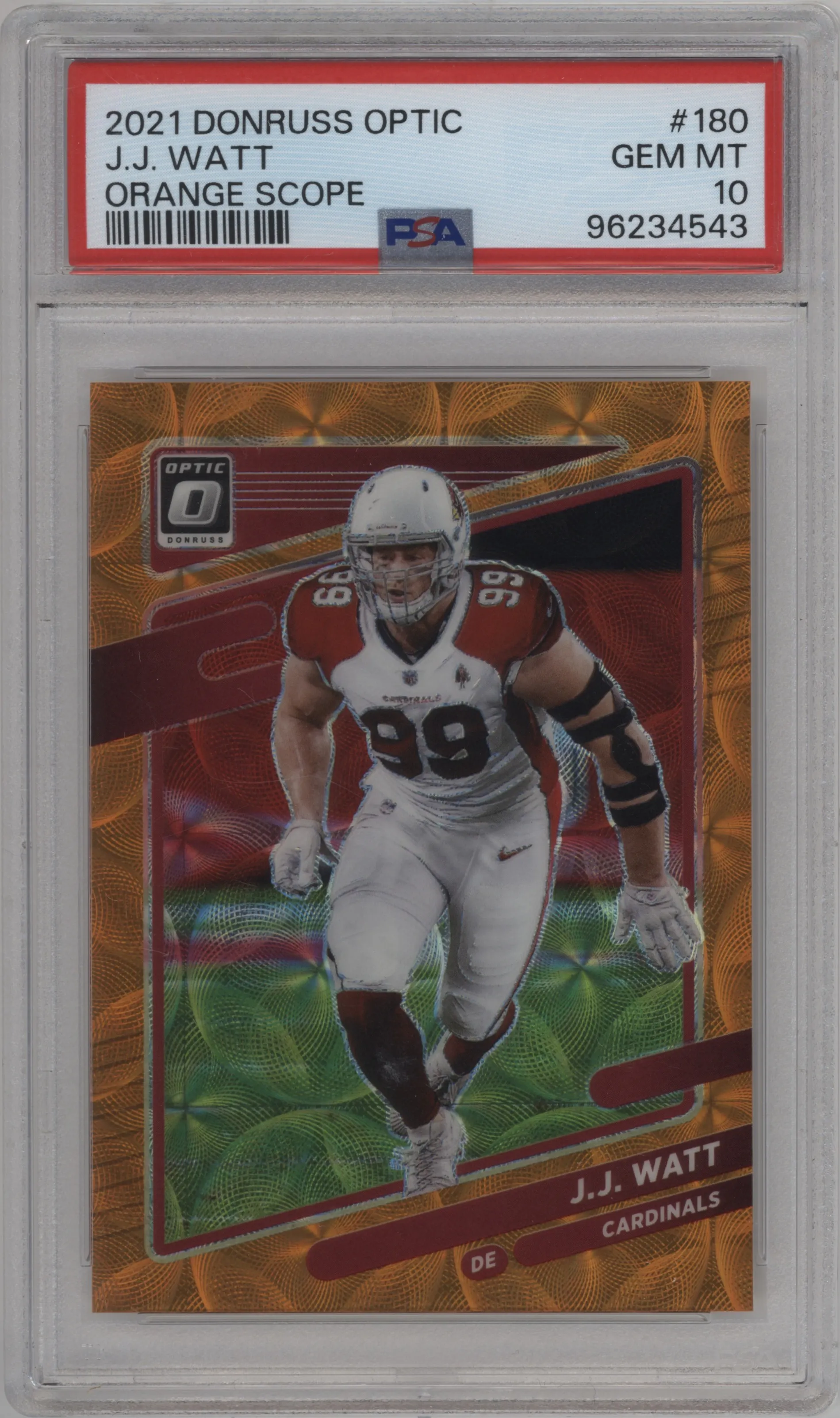 2021 Panini Donruss Optic J.J. Watt Orange Scope PSA 10