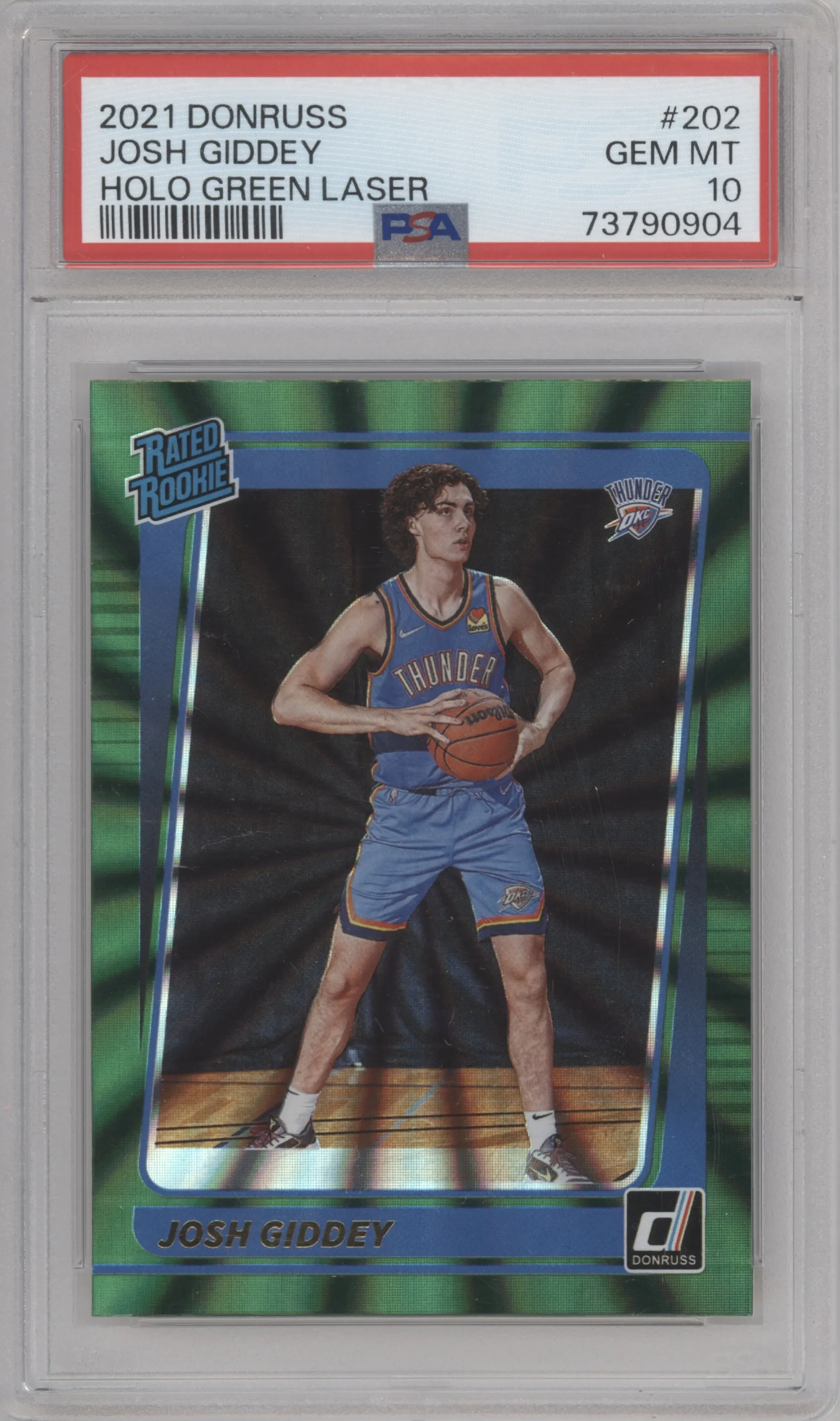2021 Panini Donruss Rated Rookie Josh Giddey Green Holo Laser PSA 10