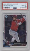 Shohei Ohtani from the 2018 Bowman Chrome set graded by PSA and given an overall grade of 10.