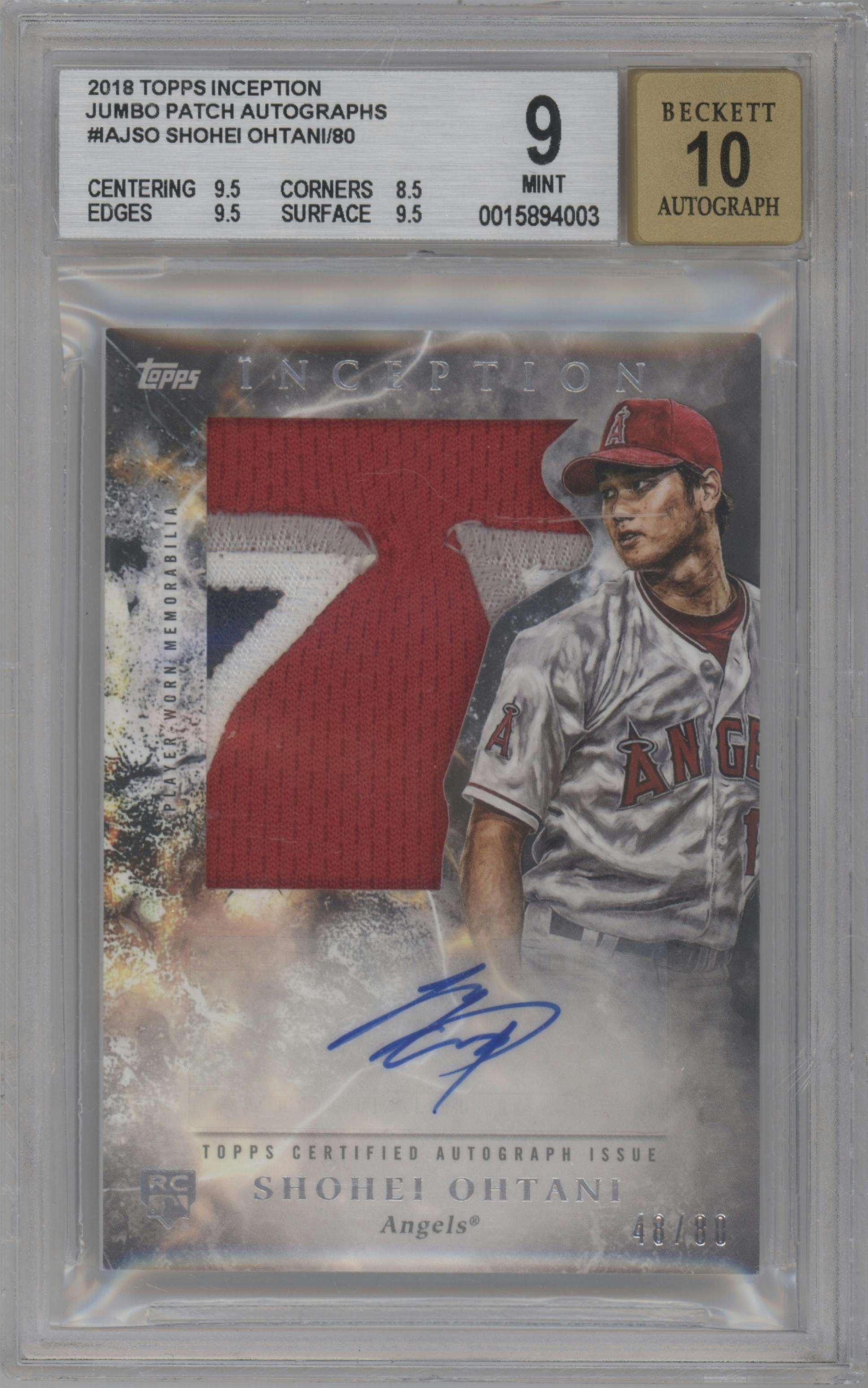 Shohei Ohtani from the 2018 Topps Inception set graded by Beckett and given an overall grade of 9.