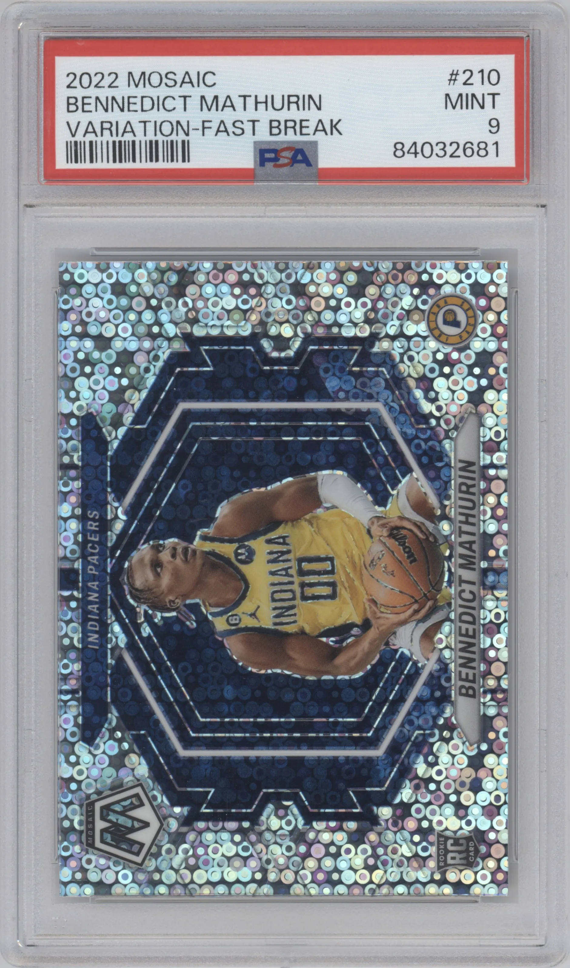2022 Panini Mosaic Rke.Var. Bennedict Mathurin Fast Break PSA 9