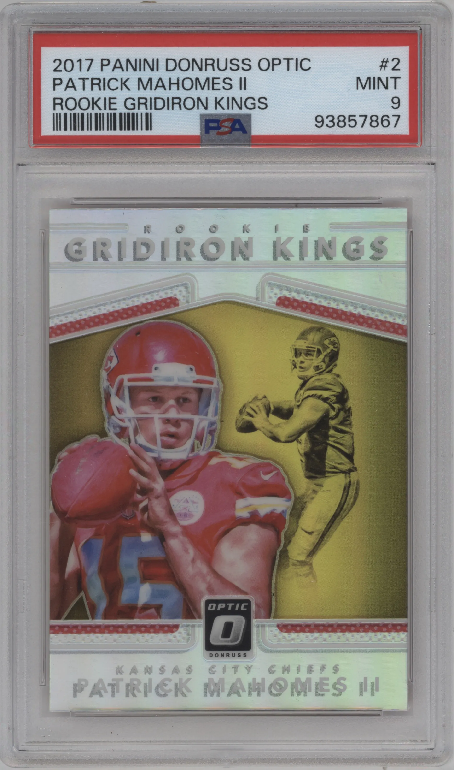 2017 Panini Donruss Optic Rke.Grdrn.Kings Patrick Mahomes II #2 PSA 9