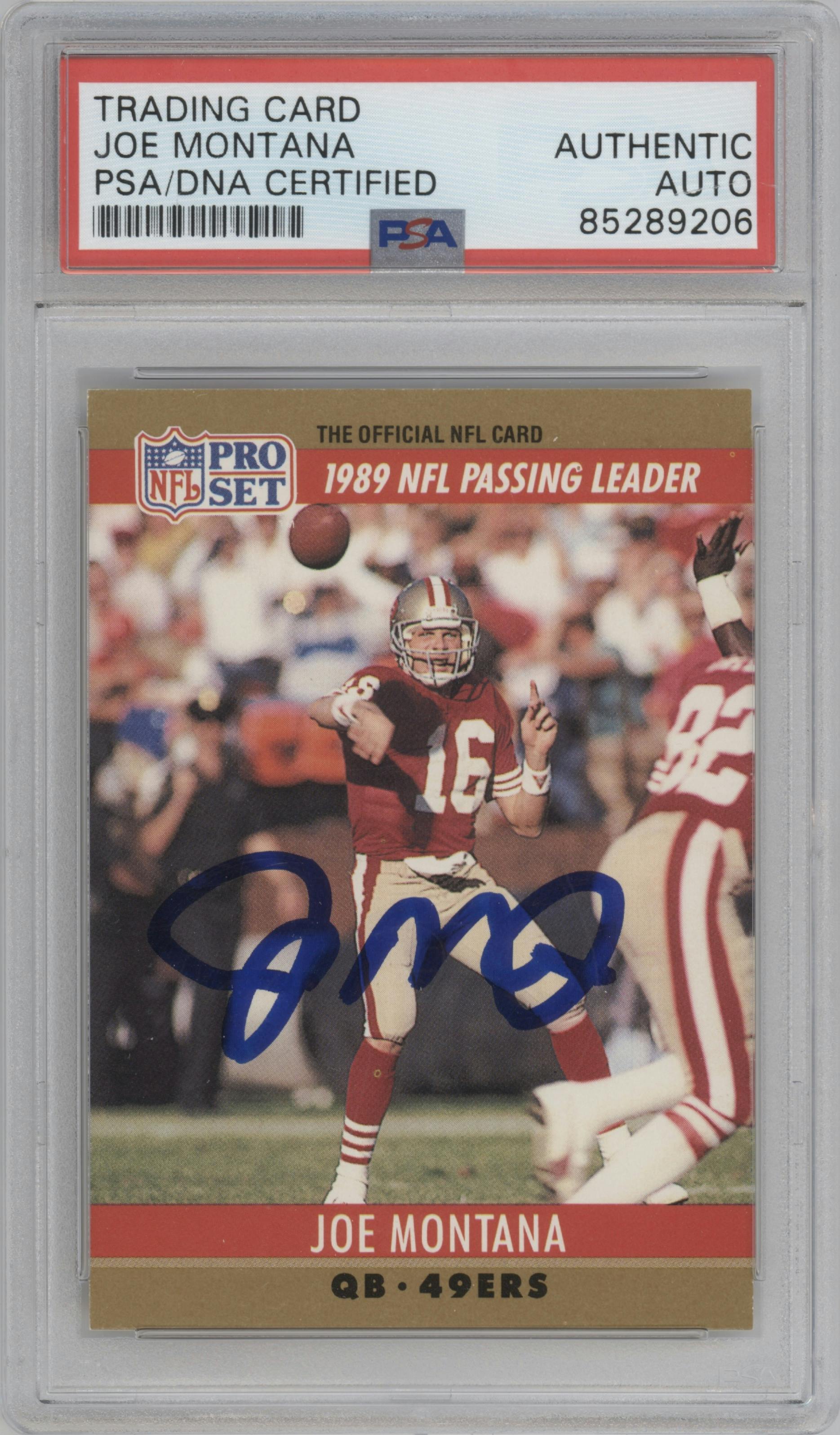 Joe Montana from the 1990 Pro Set set graded by PSA.