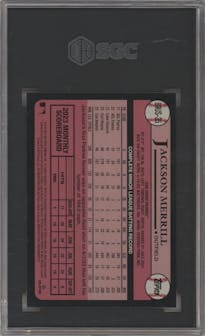 Jackson Merrill from the 2024 Topps Update set graded by SGC and given an overall grade of 9.5.