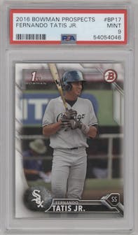 Fernando Tatis Jr. from the 2016 Bowman set graded by PSA and given an overall grade of 9.