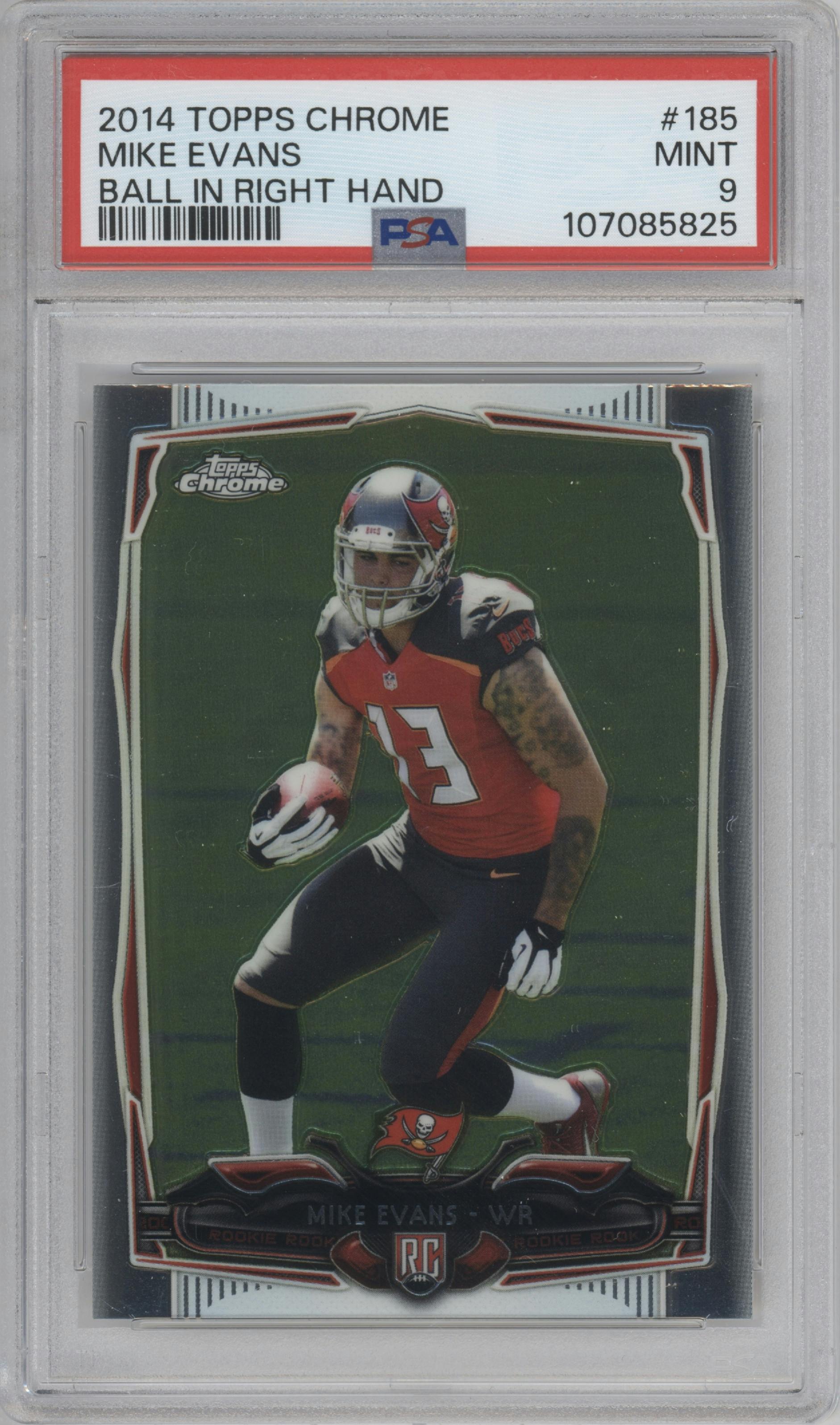 Mike Evans from the 2014 Topps Chrome set graded by PSA and given an overall grade of 9.