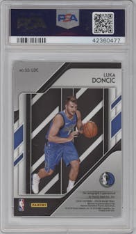 Luka Doncic from the 2018-19 Panini Prizm set graded by PSA and given an overall grade of 10.