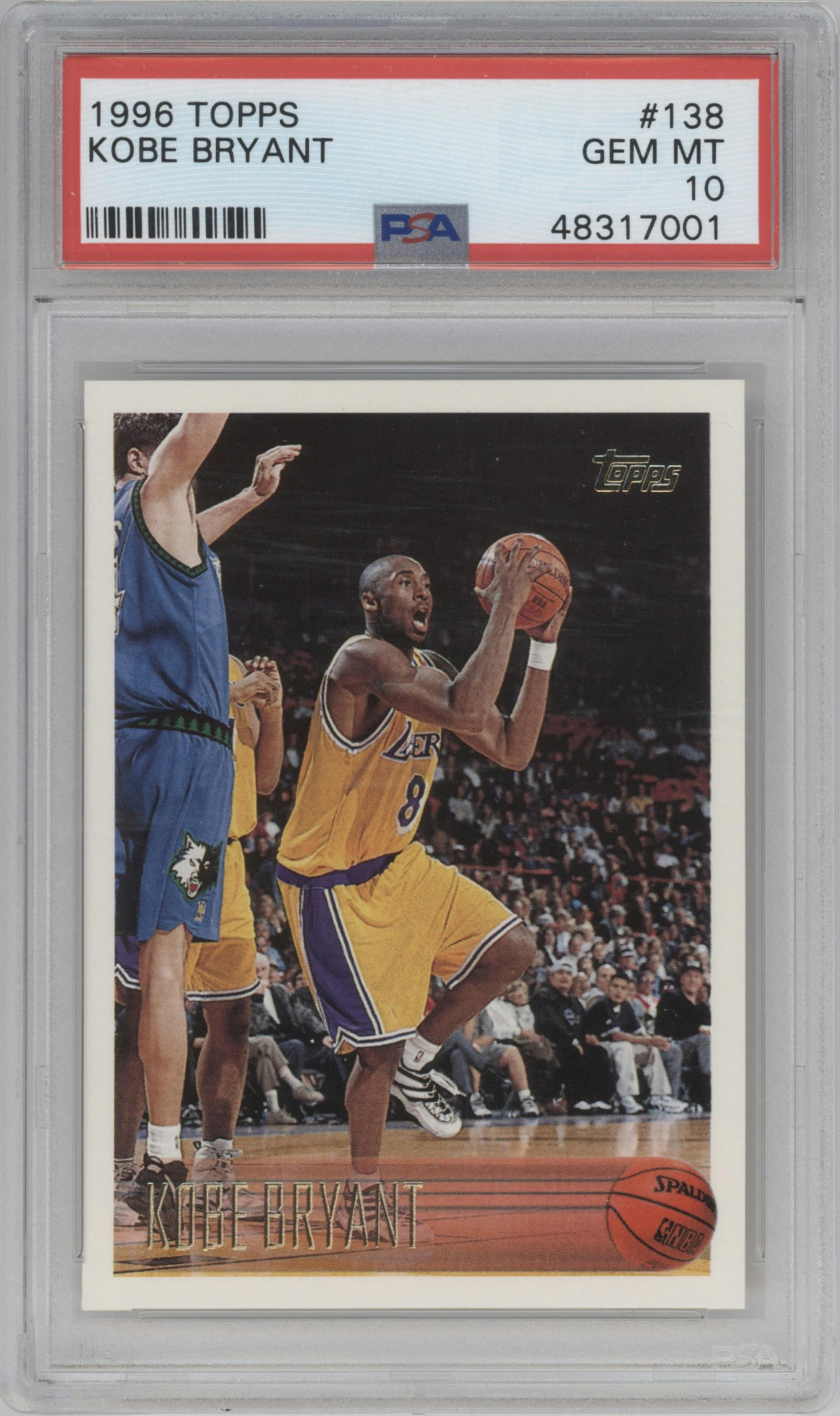 Kobe Bryant  from the 1996-97 Topps set graded by PSA and given an overall grade of 10.