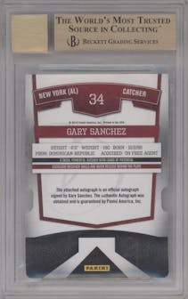 Gary Sanchez  from the 2010 Donruss Elite Extra Edition set featuring a Aspirations parallel graded by Beckett and given an overall grade of 9.5.